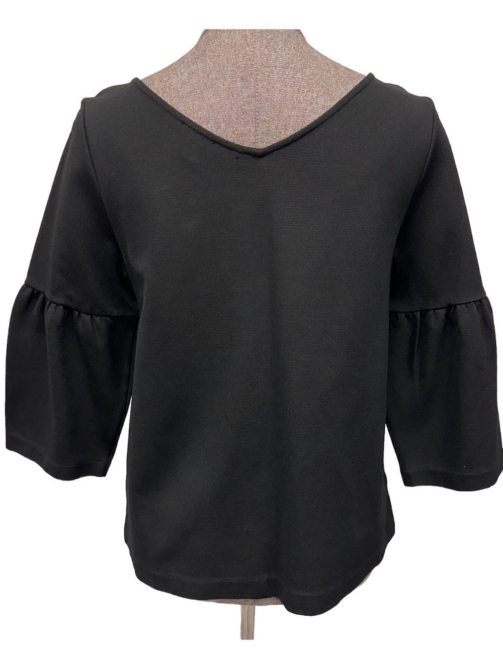Black V-Neck Bell Sleeve Women's Top -New